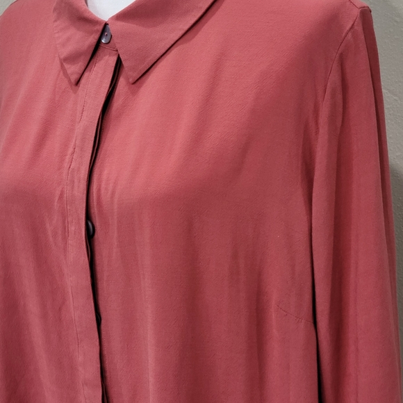 Soft Surroundings Santa Barbara Button Down Tunic Top Coral 1XLarg Cotton Modal - Picture 2 of 10